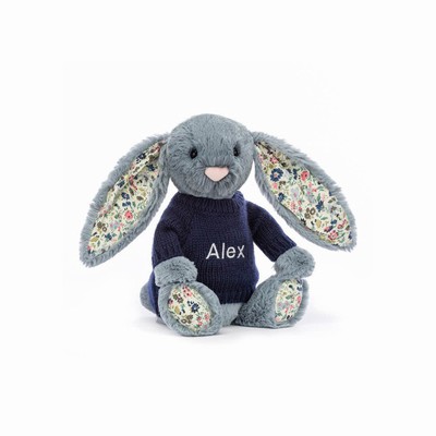 Jellycat Blossom Dusky Blue Conejo with Navy Jumper | SFWP-96152